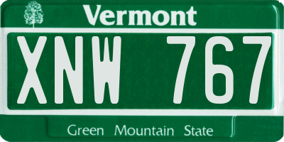 VT license plate XNW767