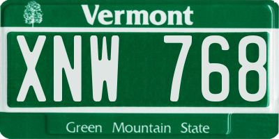 VT license plate XNW768