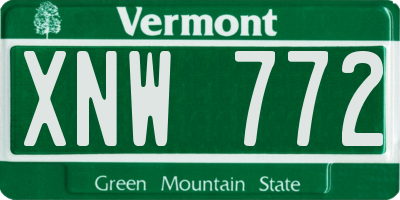VT license plate XNW772