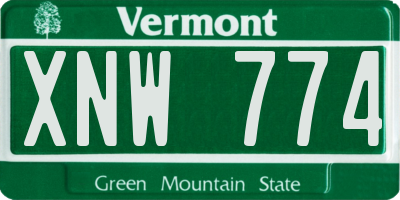 VT license plate XNW774