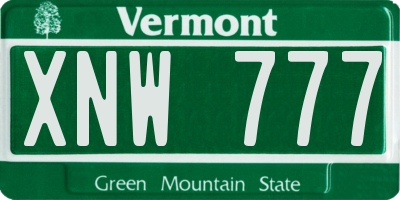 VT license plate XNW777