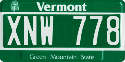 VT license plate XNW778