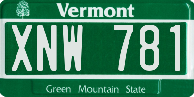 VT license plate XNW781