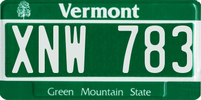 VT license plate XNW783