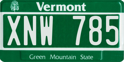 VT license plate XNW785