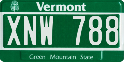 VT license plate XNW788