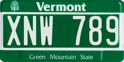VT license plate XNW789