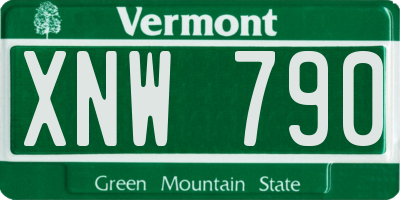 VT license plate XNW790
