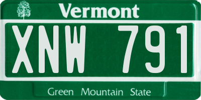 VT license plate XNW791