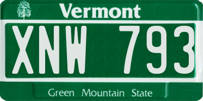 VT license plate XNW793
