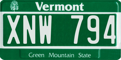 VT license plate XNW794