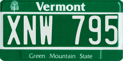 VT license plate XNW795