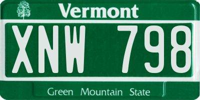 VT license plate XNW798