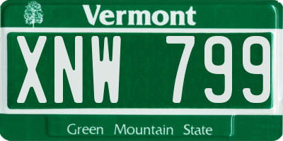 VT license plate XNW799