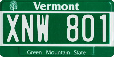 VT license plate XNW801