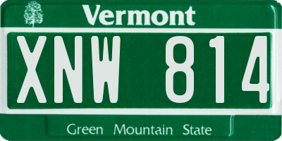 VT license plate XNW814