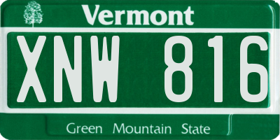 VT license plate XNW816