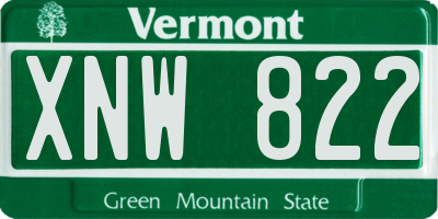VT license plate XNW822