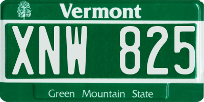 VT license plate XNW825