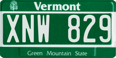 VT license plate XNW829