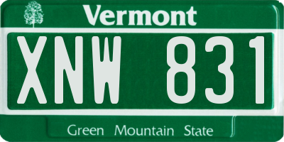 VT license plate XNW831