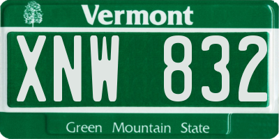 VT license plate XNW832