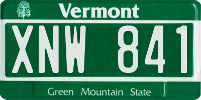 VT license plate XNW841
