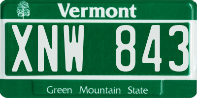 VT license plate XNW843