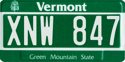 VT license plate XNW847