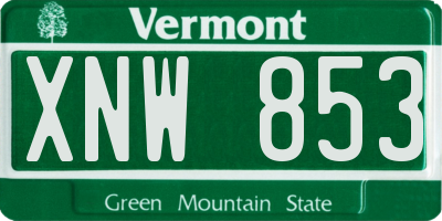 VT license plate XNW853