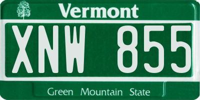 VT license plate XNW855