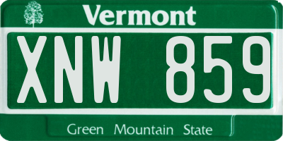 VT license plate XNW859