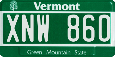 VT license plate XNW860