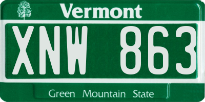 VT license plate XNW863