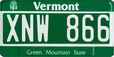 VT license plate XNW866