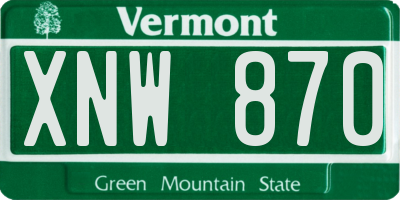 VT license plate XNW870