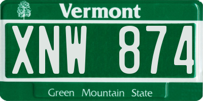 VT license plate XNW874
