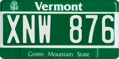 VT license plate XNW876