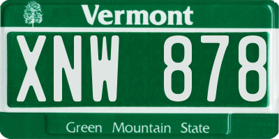 VT license plate XNW878