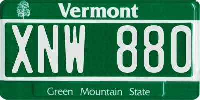 VT license plate XNW880