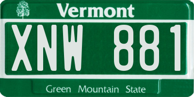 VT license plate XNW881