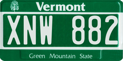 VT license plate XNW882