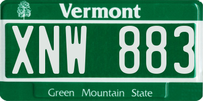 VT license plate XNW883