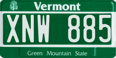 VT license plate XNW885