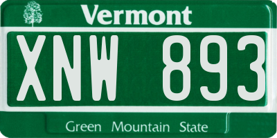 VT license plate XNW893