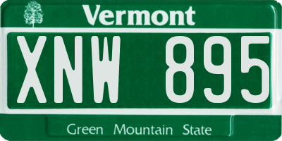 VT license plate XNW895
