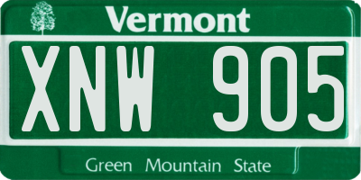 VT license plate XNW905