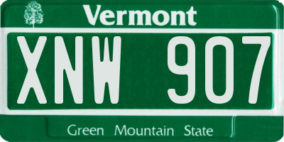 VT license plate XNW907