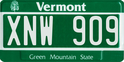 VT license plate XNW909
