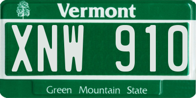 VT license plate XNW910